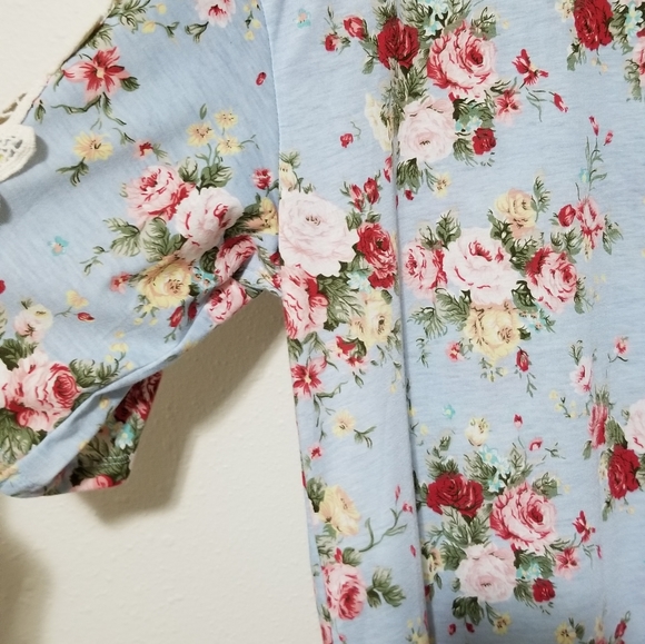 Umgee L Floral Crocheted Lace Tunic Short Dress - Picture 5 of 6